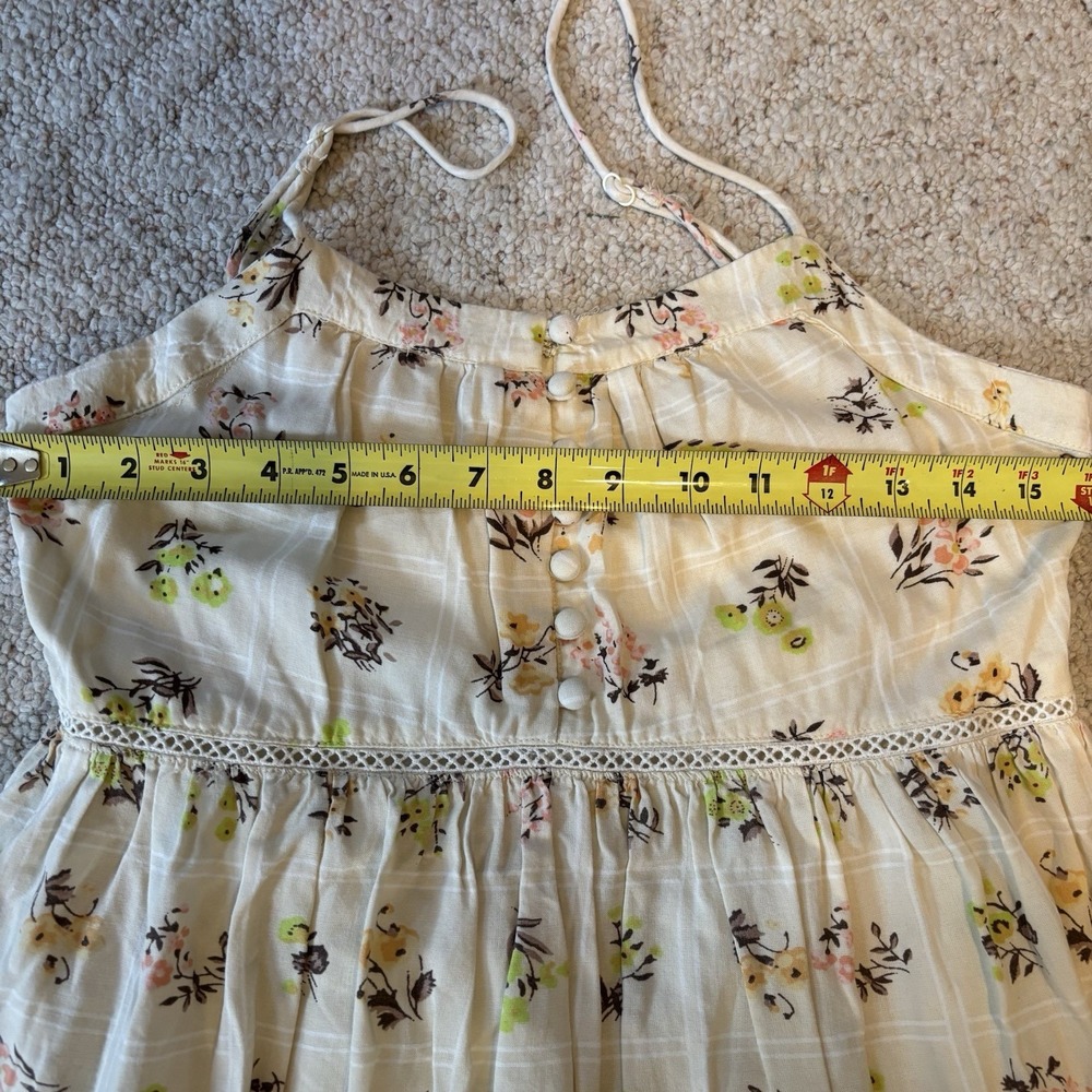 URBAN OUTFITTERS Floral Print Spaghetti Strap Button Ruffled Mini Dress Size S - Picture 7 of 10